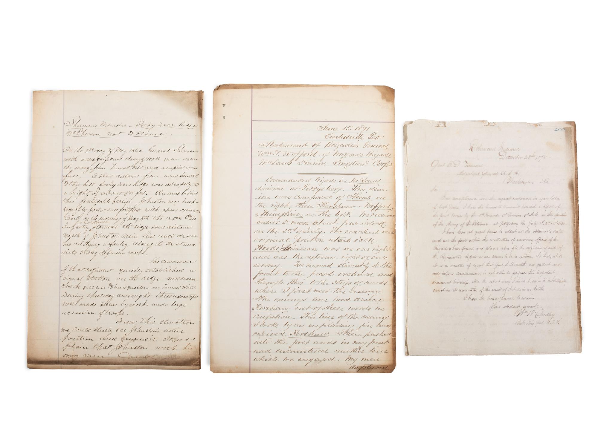 [CIVIL WAR]. Military reports, maps, post-war letters from Union and Confederate officers, and other papers gathered by Union Army officer Louis-Philippe-Albert d'Orléans, comte de Paris (1838-1894), while conducting research for his book History of the Civil War in America .