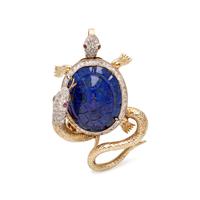 LAPIS LAZULI AND DIAMOND TURTLE AND SNAKE PENDANT/BROOCH
