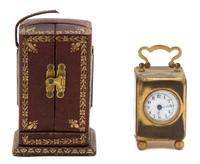 A French Gilt Bronze Miniature Carriage Clock Height 3 inches. — DREYFOUS, LATE 19TH/EARLY 20TH CENTURY