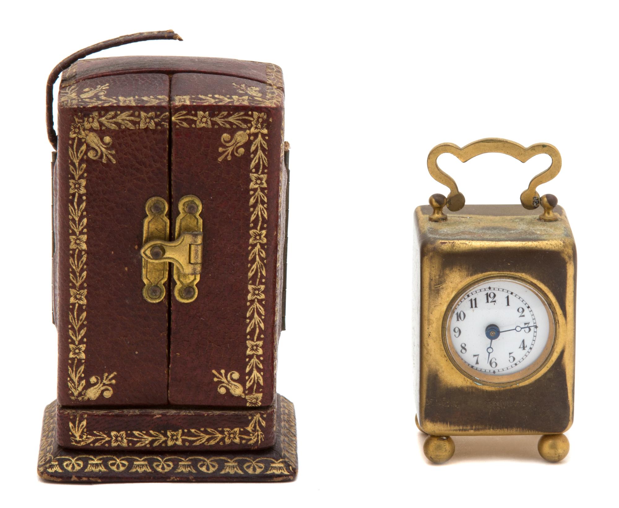 A French Gilt Bronze Miniature Carriage Clock Height 3 inches. — DREYFOUS, LATE 19TH/EARLY 20TH CENTURY