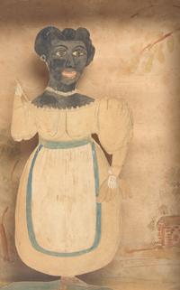 A Pair of Shadowboxes with Painted Paper Cut-Outs of An African-American Lady and Gentleman