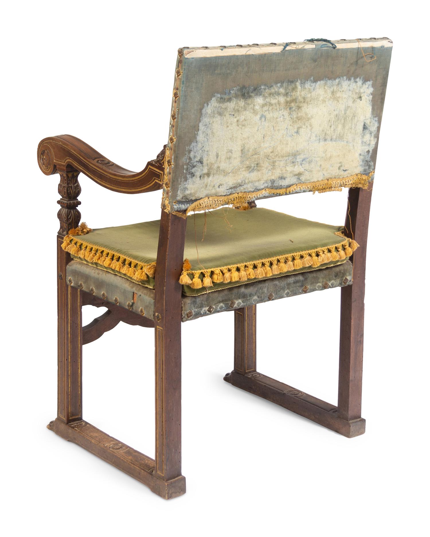 An Italian Baroque Walnut Armchair