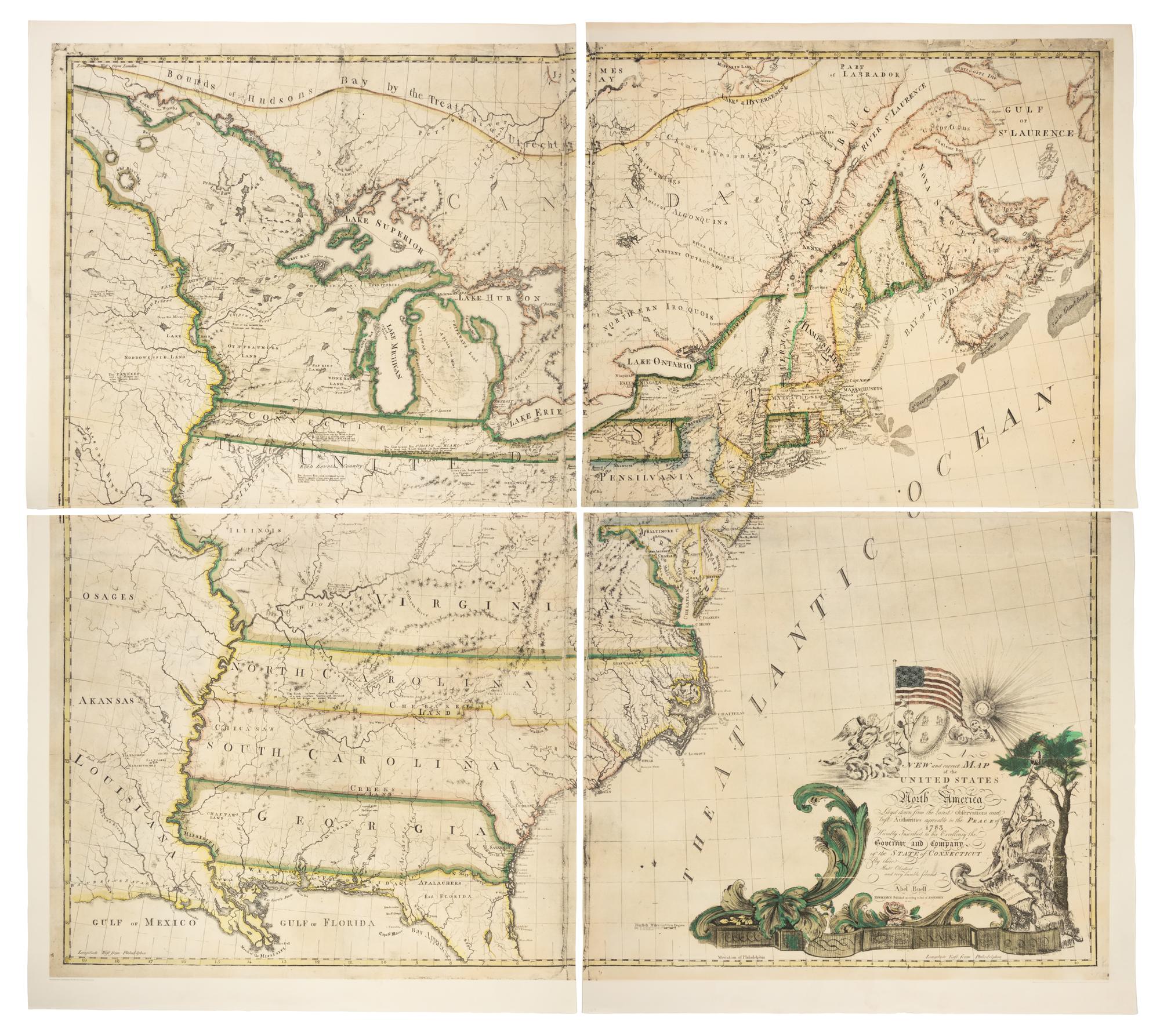 [FACSIMILE]. BUELL, Abel (1742-1822). A New and Accurate Map of the United States of America. Newark: N.J. Historical Society, 1963.