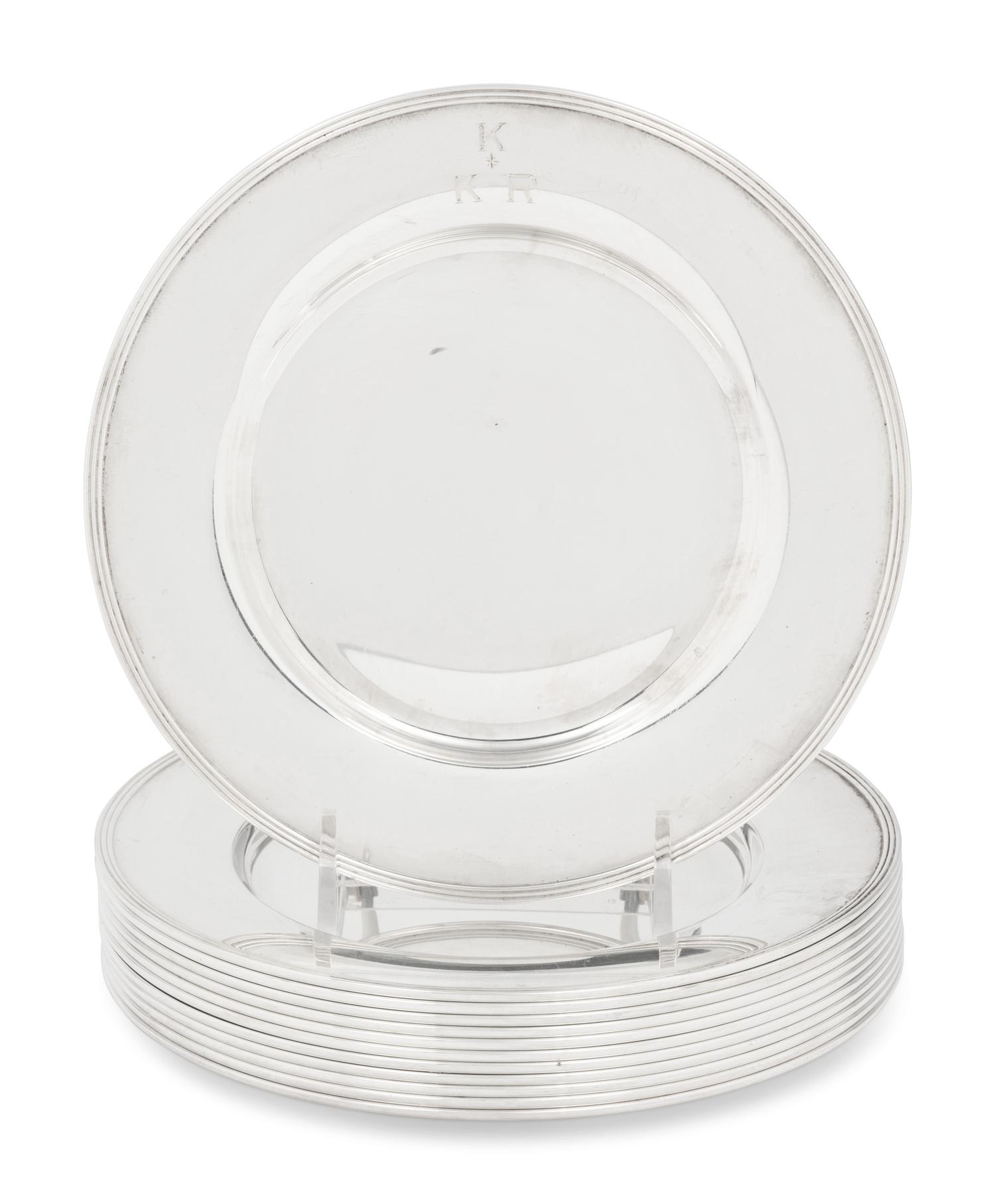A Set of Eighteen American Silver Bread Plates