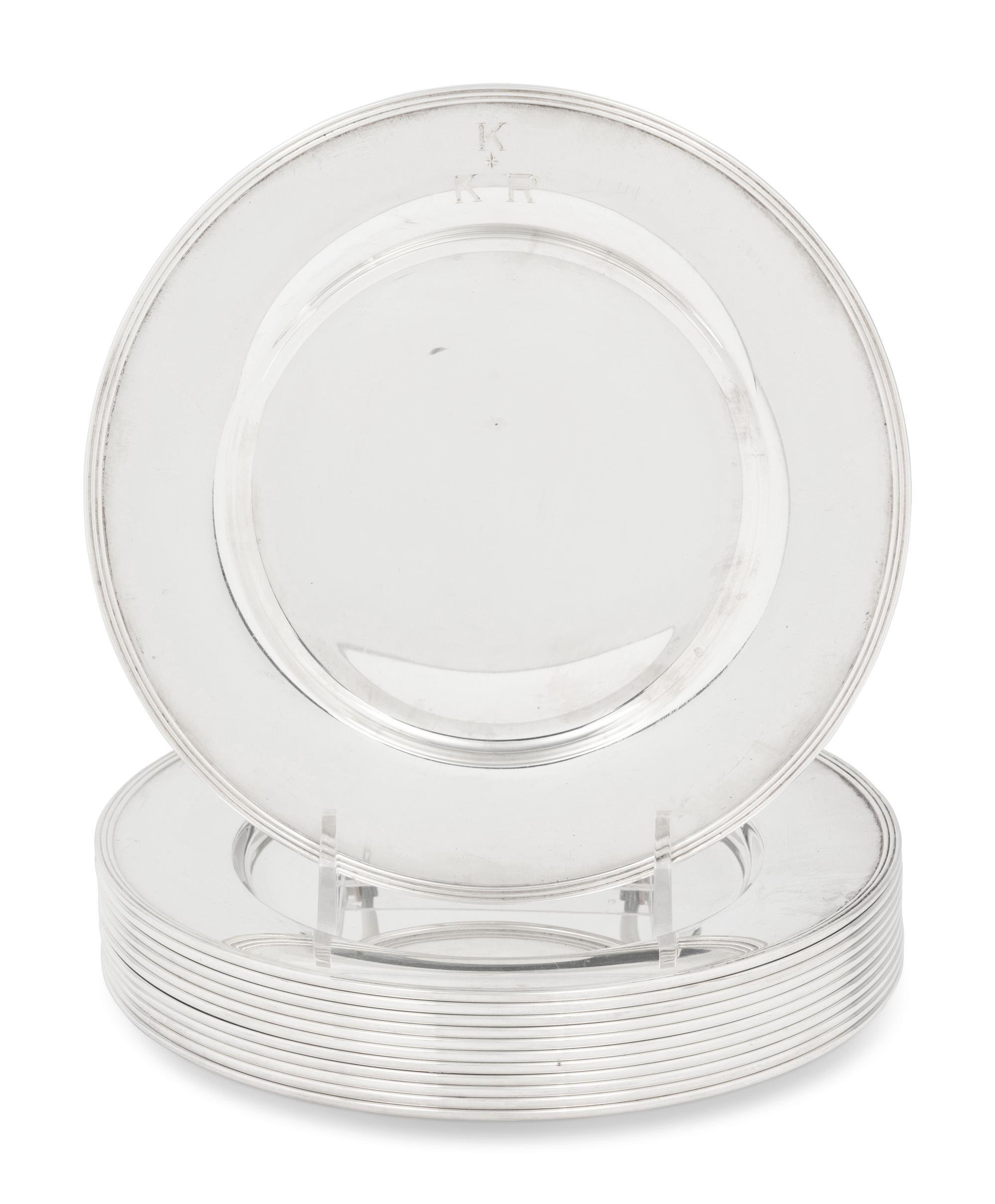 A Set of Eighteen American Silver Bread Plates