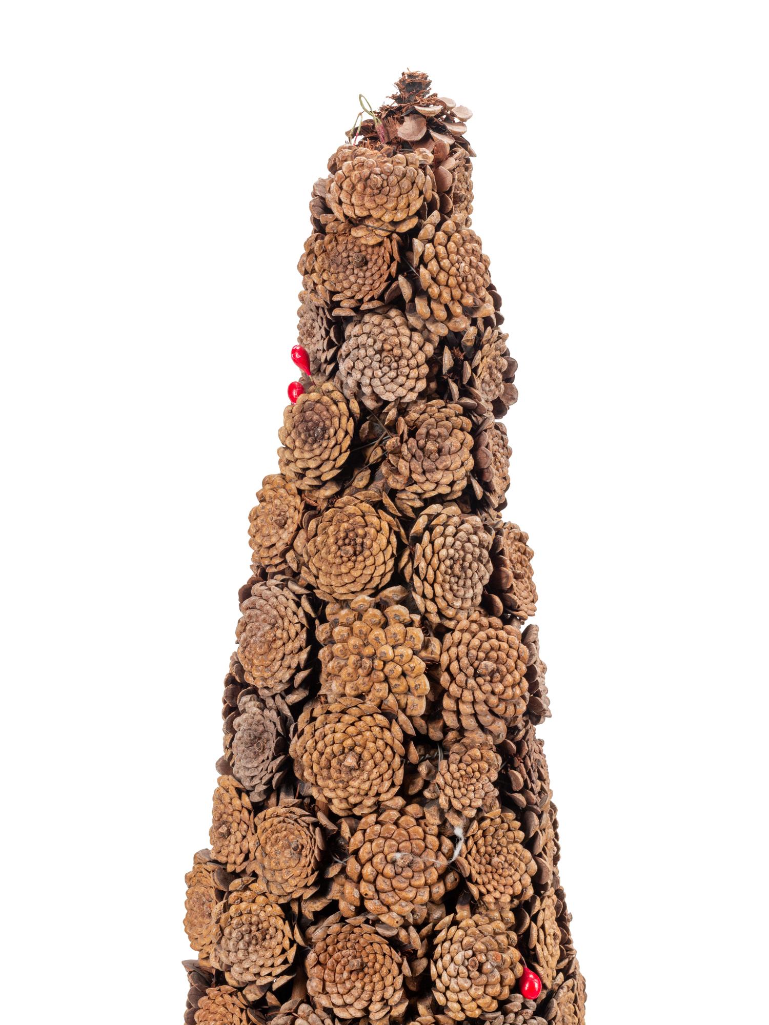 A Pair of English Brass Mounted Jardinières with Pinecone Topiaries