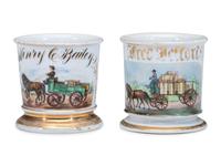 Two Teamster's Porcelain Occupational Shaving Mugs