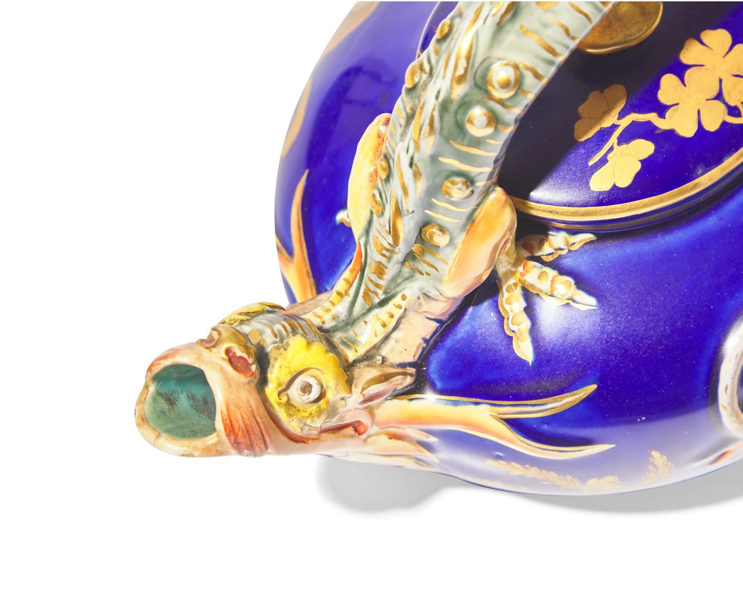 A Wedgwood Majolica Figural Dragon Teapot