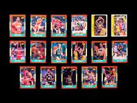 A Group of 71 1986 Fleer Basketball Cards and Stickers (Including Julius Erving, Patrick Ewing, Magic Johnson and Hakeem Olajuwon)