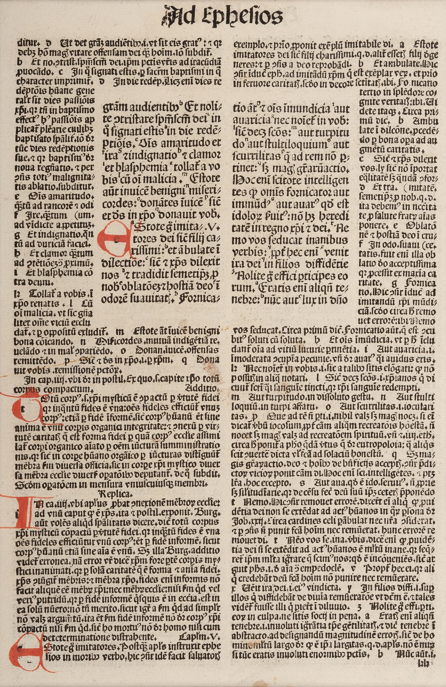 [BIBLE LEAVES - LATIN]. A group of 5 Bible leaves in Latin, comprising: