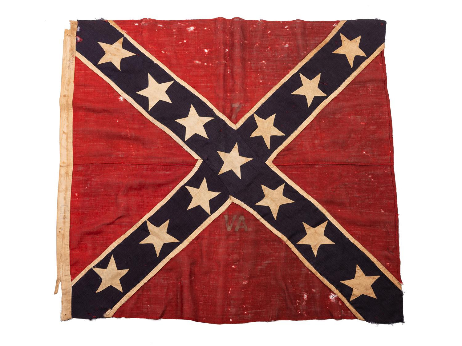 [CIVIL WAR]. Commemorative Confederate battle flag possibly made by CSA veteran Thomas Alexander Brander, Artillerist in the Virginia Artillery, Army of Northern Virginia, for 7th Virginia Cavalry Colonel Richard H. Dulany.