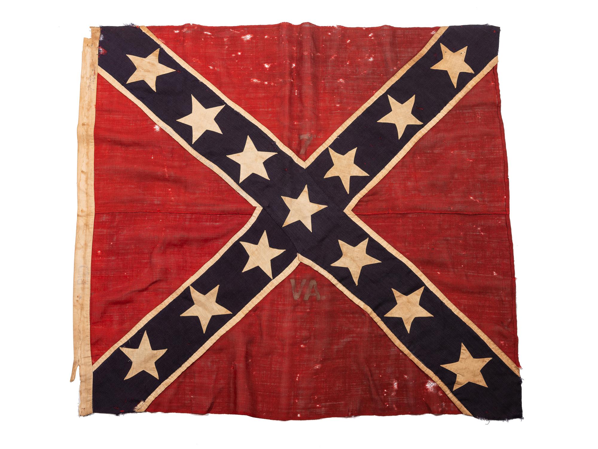 [CIVIL WAR]. Commemorative Confederate battle flag possibly made by CSA veteran Thomas Alexander Brander, Artillerist in the Virginia Artillery, Army of Northern Virginia, for 7th Virginia Cavalry Colonel Richard H. Dulany.