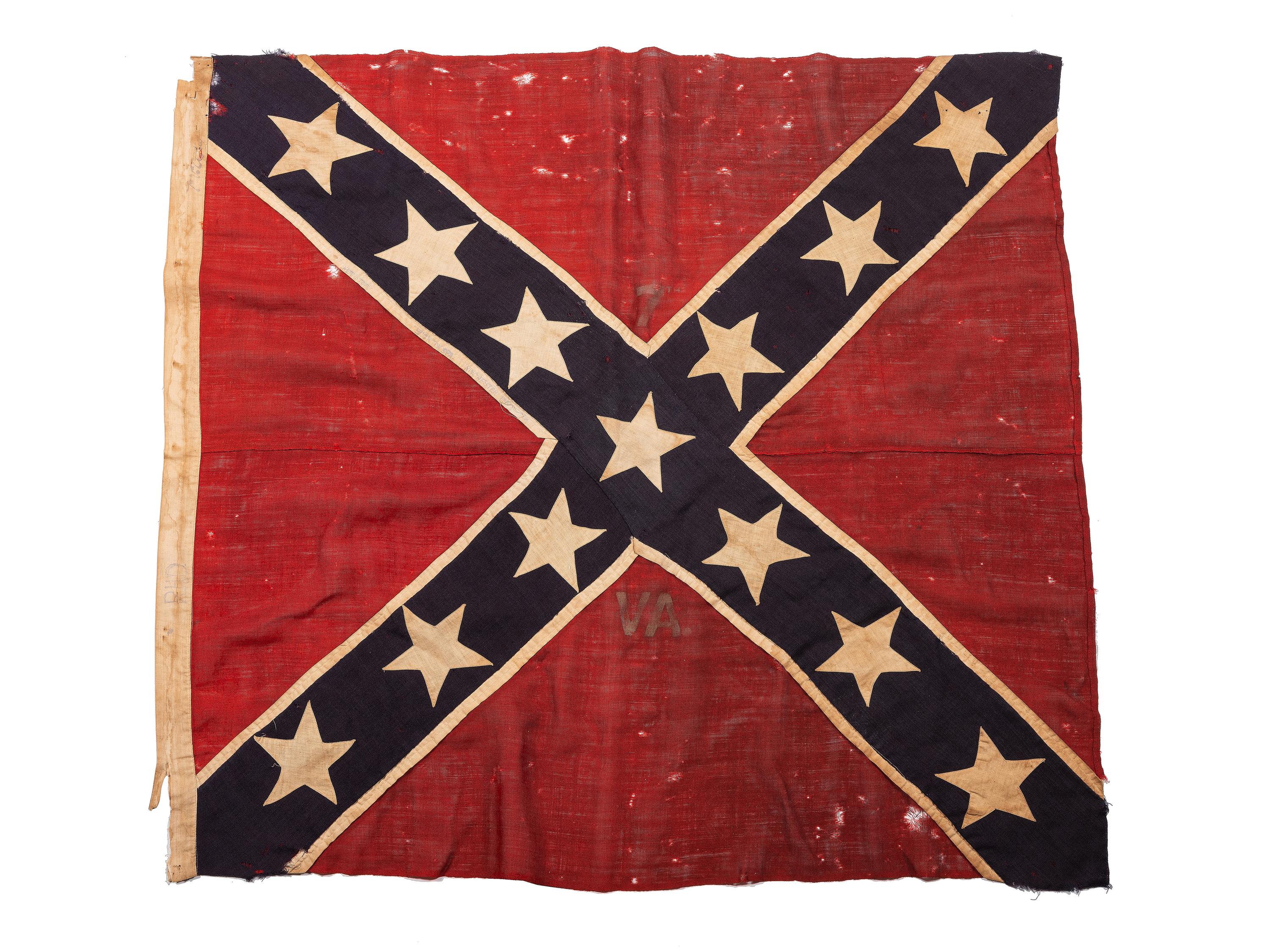 [CIVIL WAR]. Commemorative Confederate battle flag possibly made by CSA veteran Thomas Alexander Brander, Artillerist in the Virginia Artillery, Army of Northern Virginia, for 7th Virginia Cavalry Colonel Richard H. Dulany.