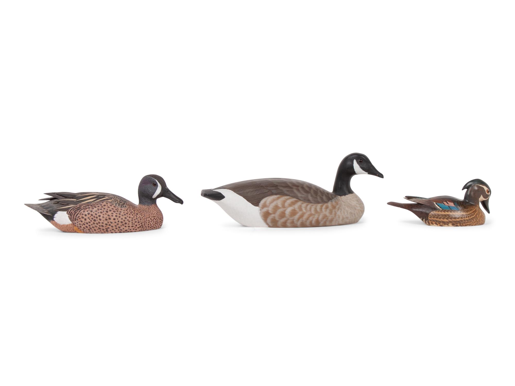 A Group of Carved and Polychromed Painted Artist Duck Decoys