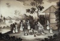 A Pair of Chinese Export Reverse Paintings on Glass