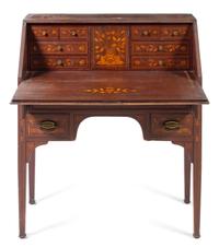 A Dutch Marquetry Fall Front Writing Desk Height 30 1/2 x width 44 x depth 17 1/4 inches. — 19TH/20TH CENTURY