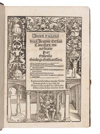 GERSON, Johannes (1363-1429). Prima [- Tertia ] Pars Opera [With: Inventarium in Vol. I] . Edited by Johannes Geiler von Kaisersberg. [Strassburg : Johann (Reinhard) Grüninger, partly with the types of Johann Prüss and Martin Flach], I: 10 September 1488, II: 3 July 1488; III: 6 September 1488; IV: Martin Flach, [1502].