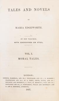 (BINDINGS, VELLUM) EDGEWORTH, MARIA. Tales and Novels. London, 1857. 10 vols.
