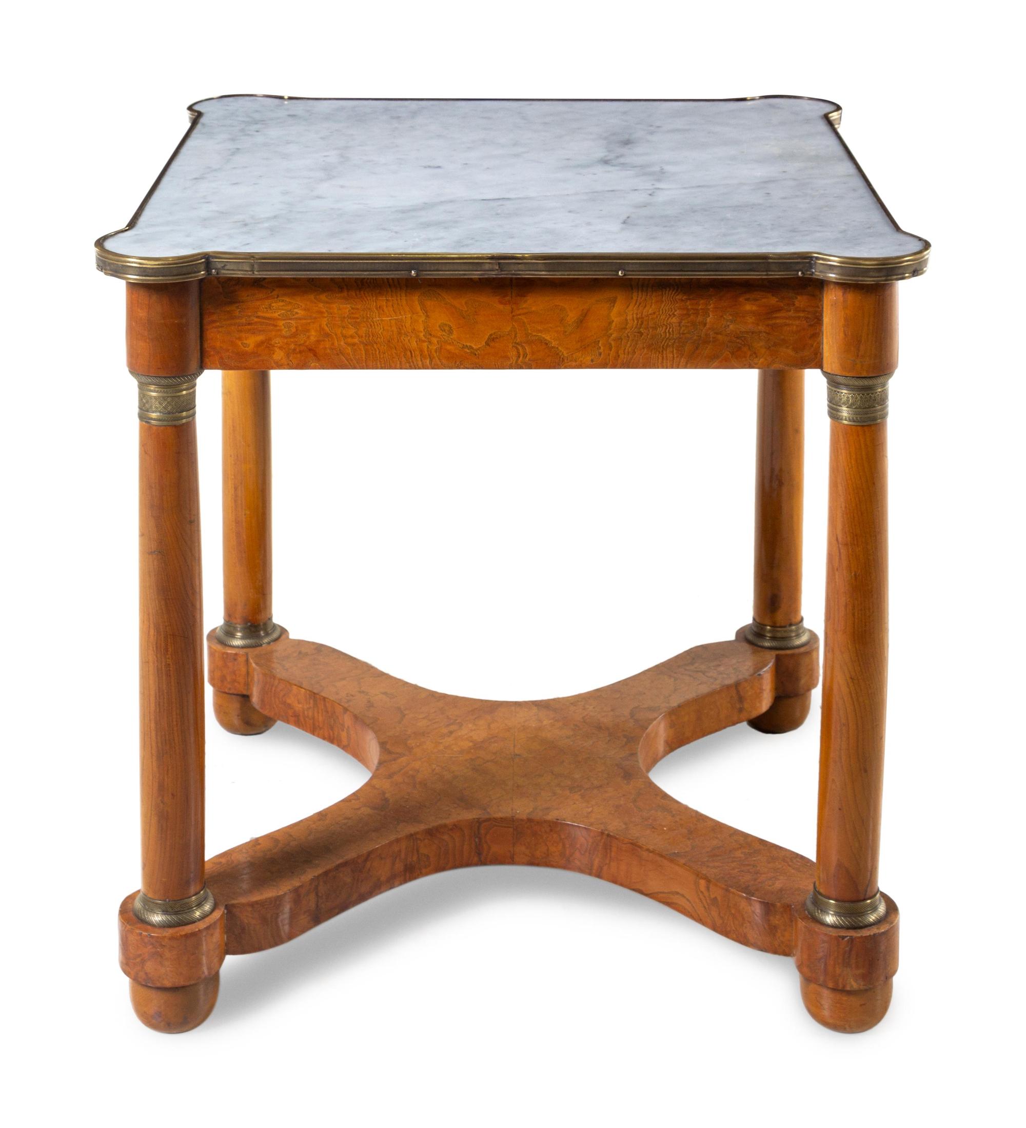 An Empire Style Burlwood Marble-Top Table