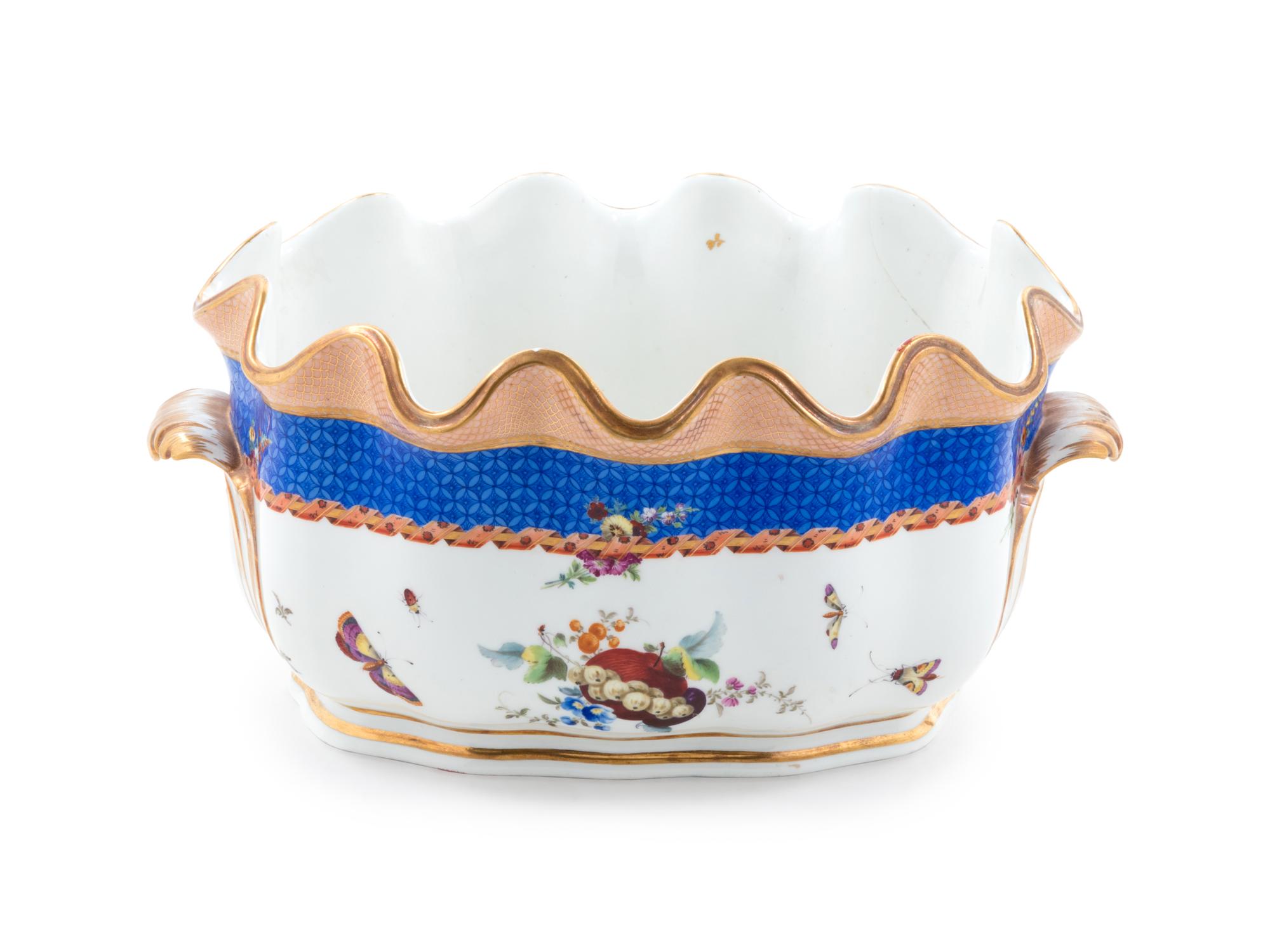 A Meissen Painted and Parcel Gilt Porcelain Monteith