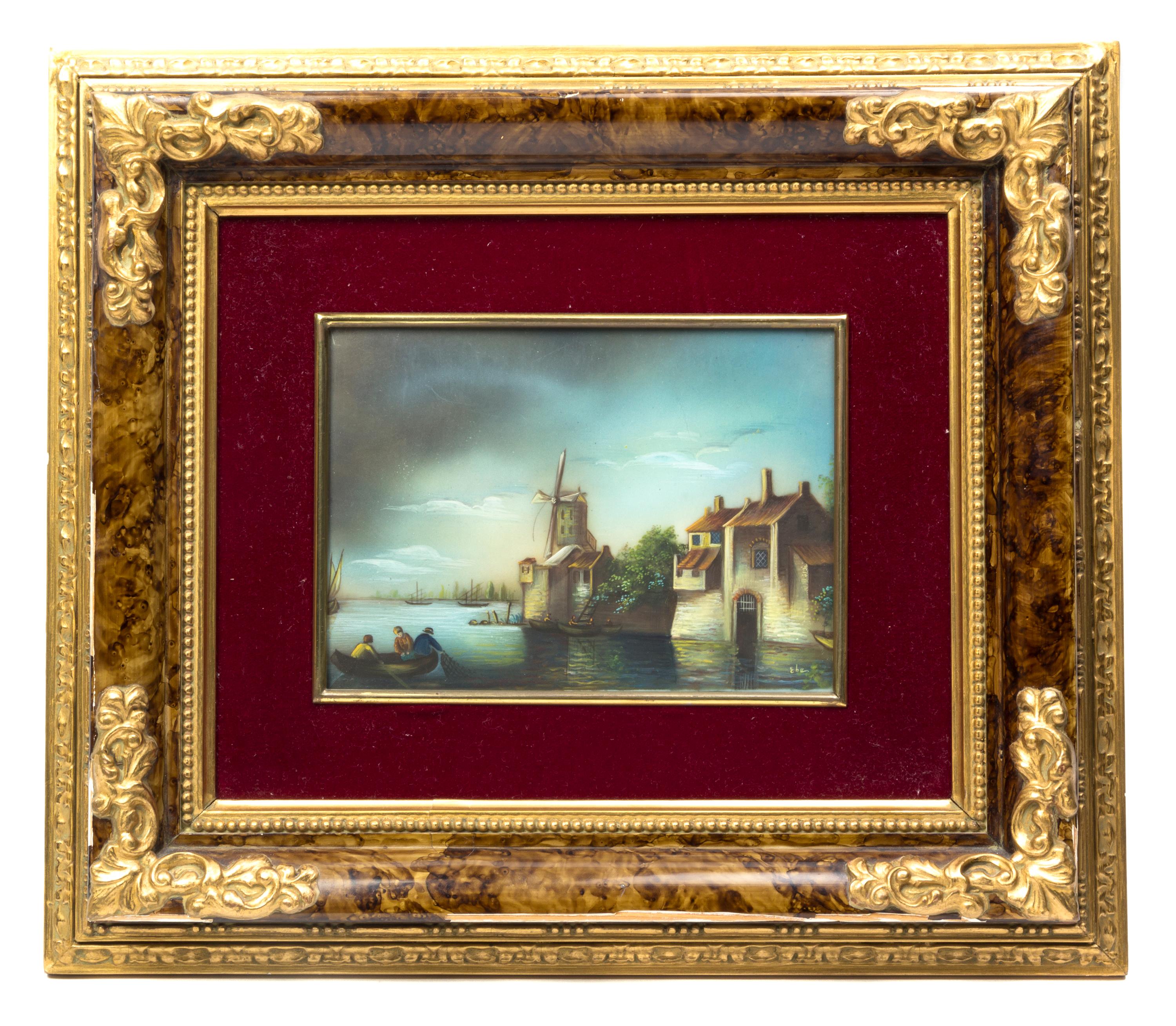 A Continental Painting, Width of painting 6 7/8 inches.