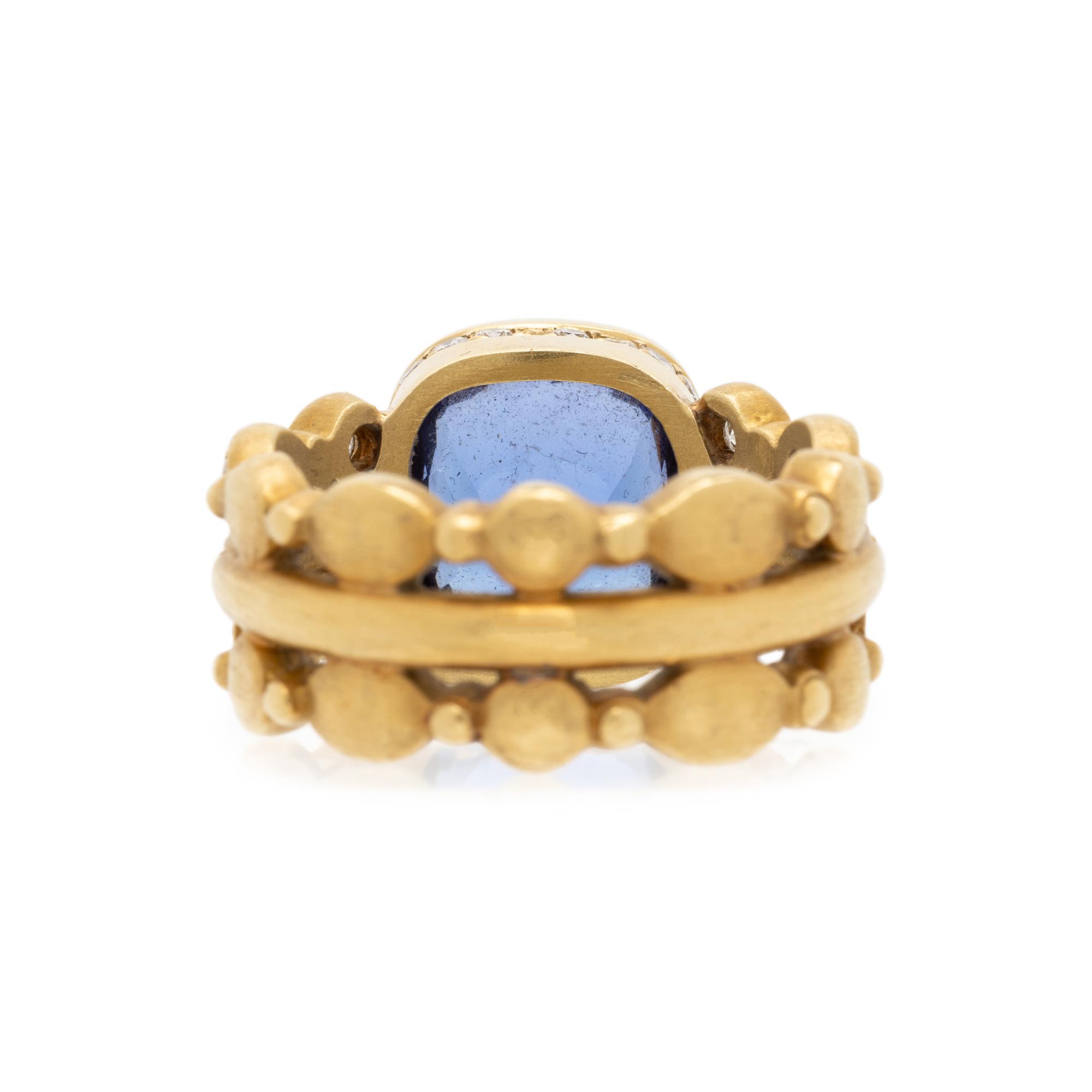 DORIS PANOS YELLOW GOLD, TANZANITE AND DIAMOND RING