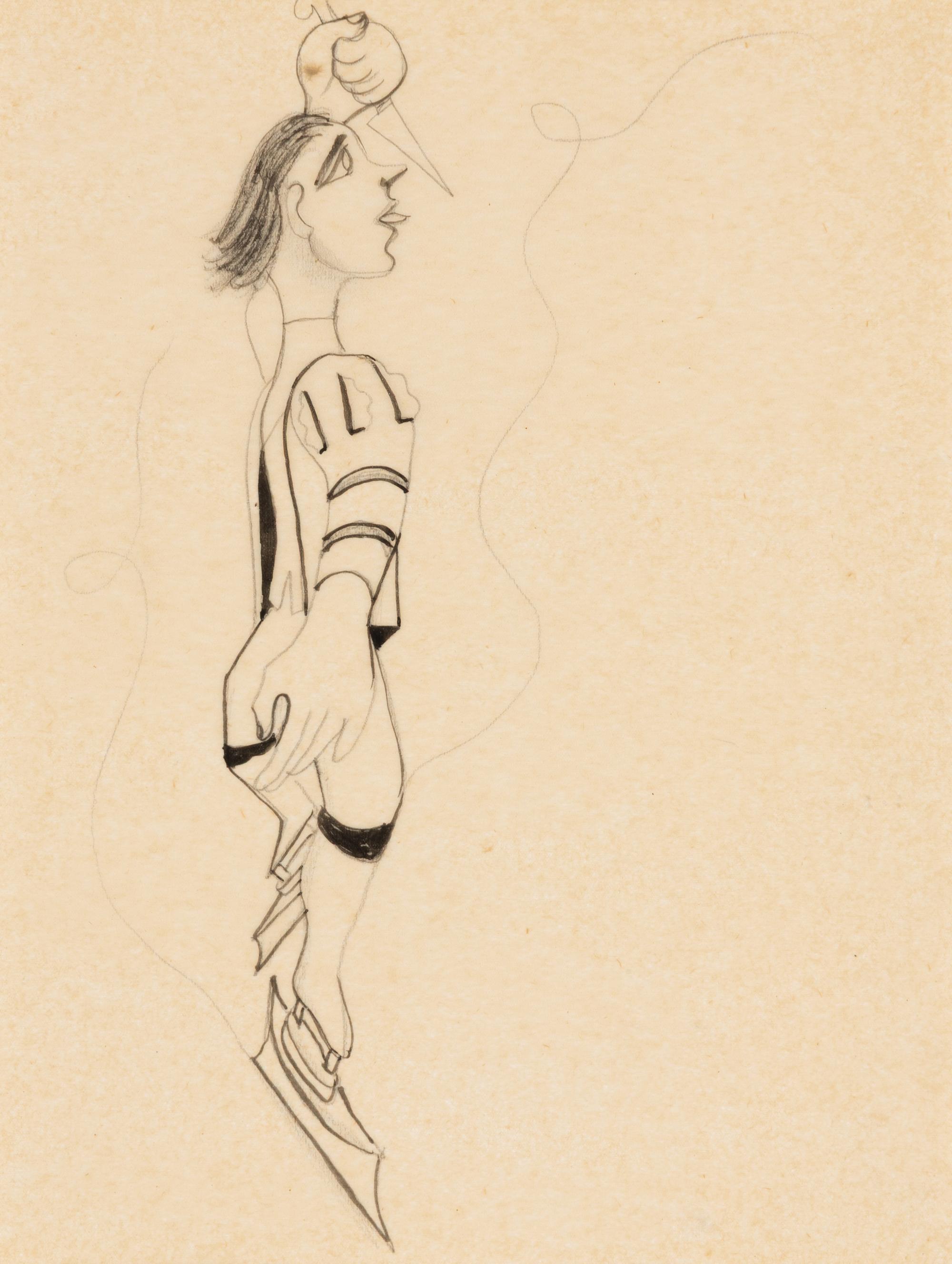 Jean Cocteau (French, 1889-1963) — Patineur sur Glace Brandissant un Poignard , 1931