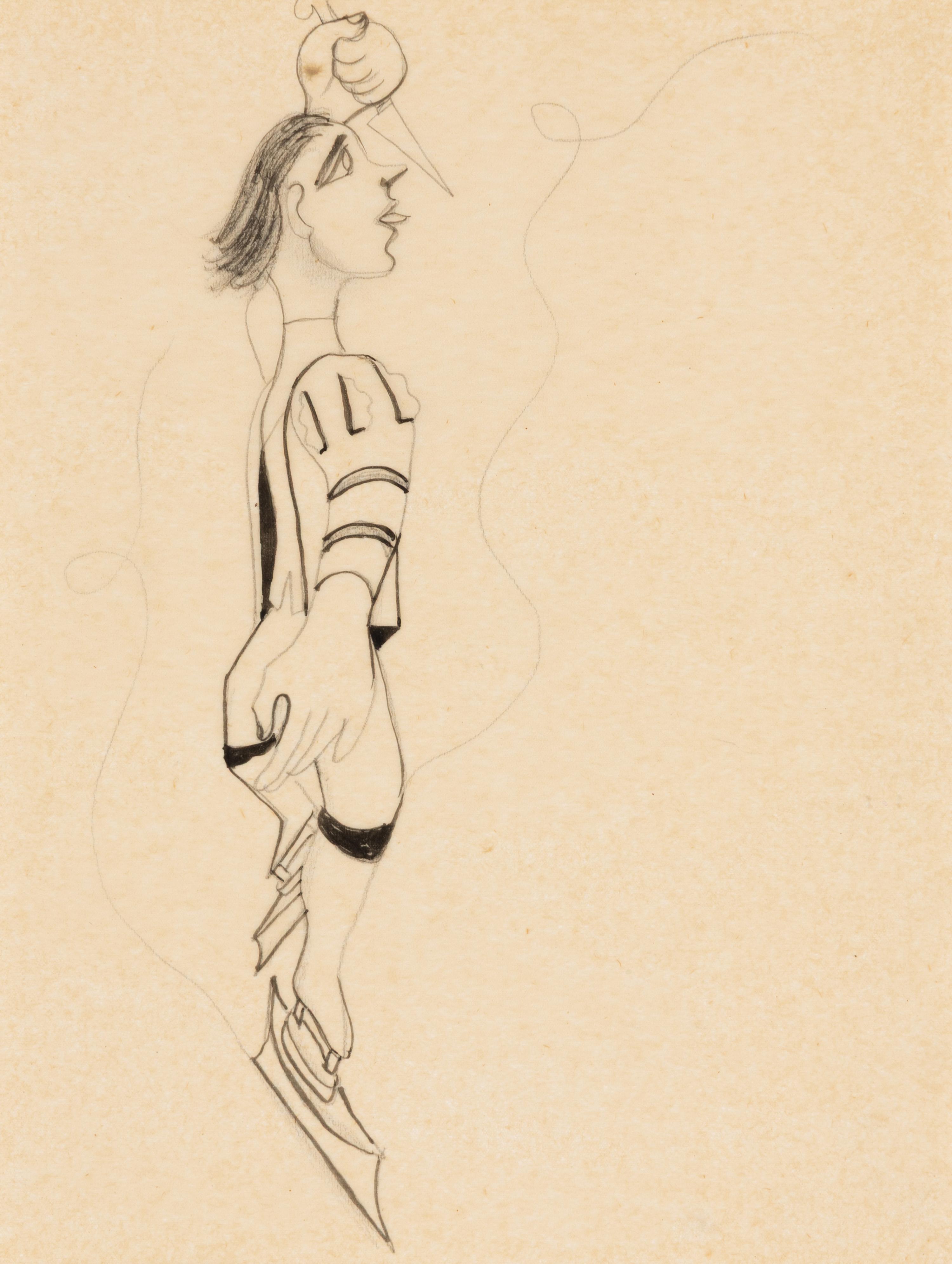 Jean Cocteau (French, 1889-1963) — Patineur sur Glace Brandissant un Poignard , 1931