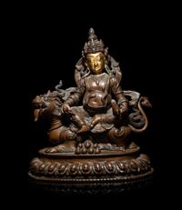 A Sino-Tibetan Gilt Bronze Figure of a Bodhisattva Vaishranava