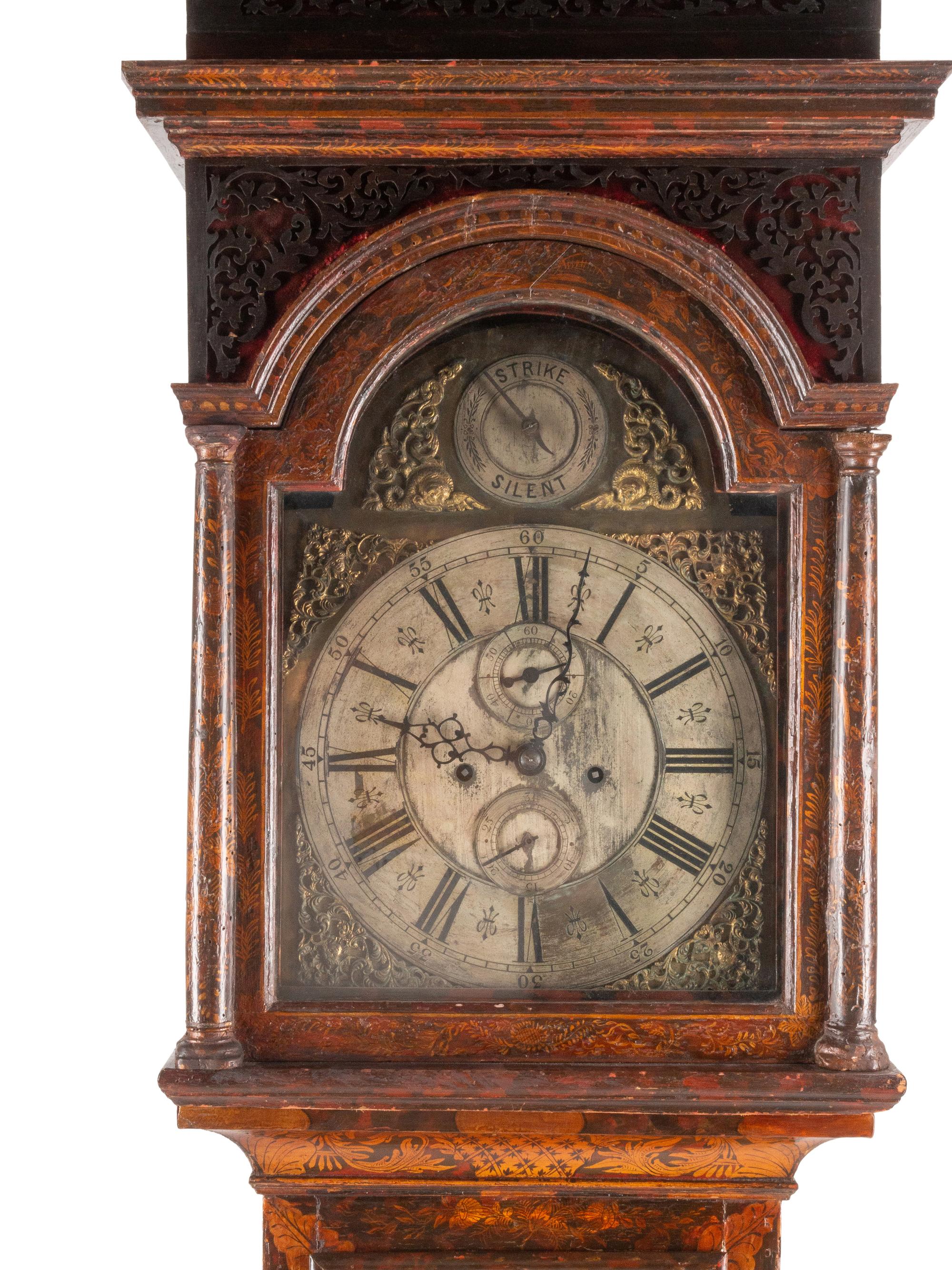A George III Japanned Tall Case Clock