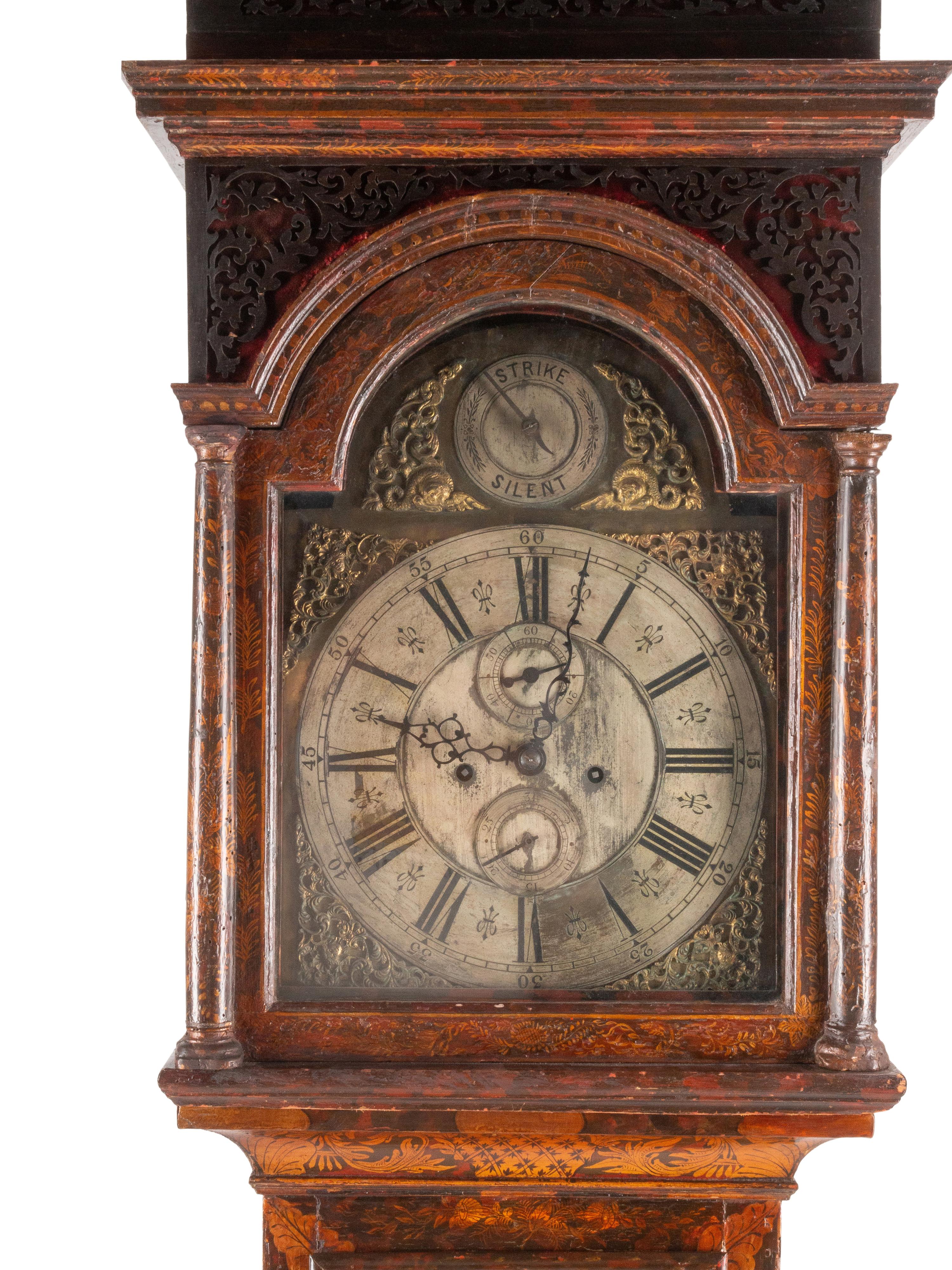 A George III Japanned Tall Case Clock