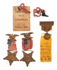 [CIVIL WAR]. A group of GAR badges and brochure, comprising: