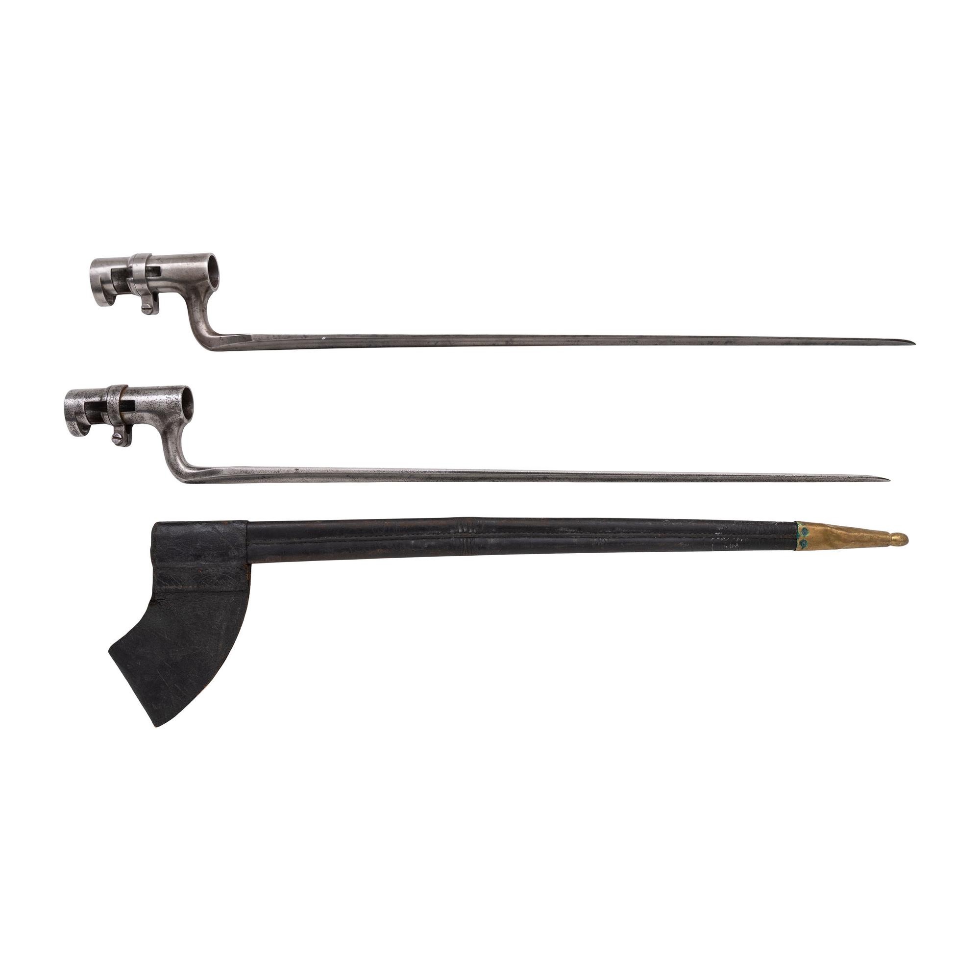 Two Sharps Socket Bayonets by Collins & Co, one with Scabbard