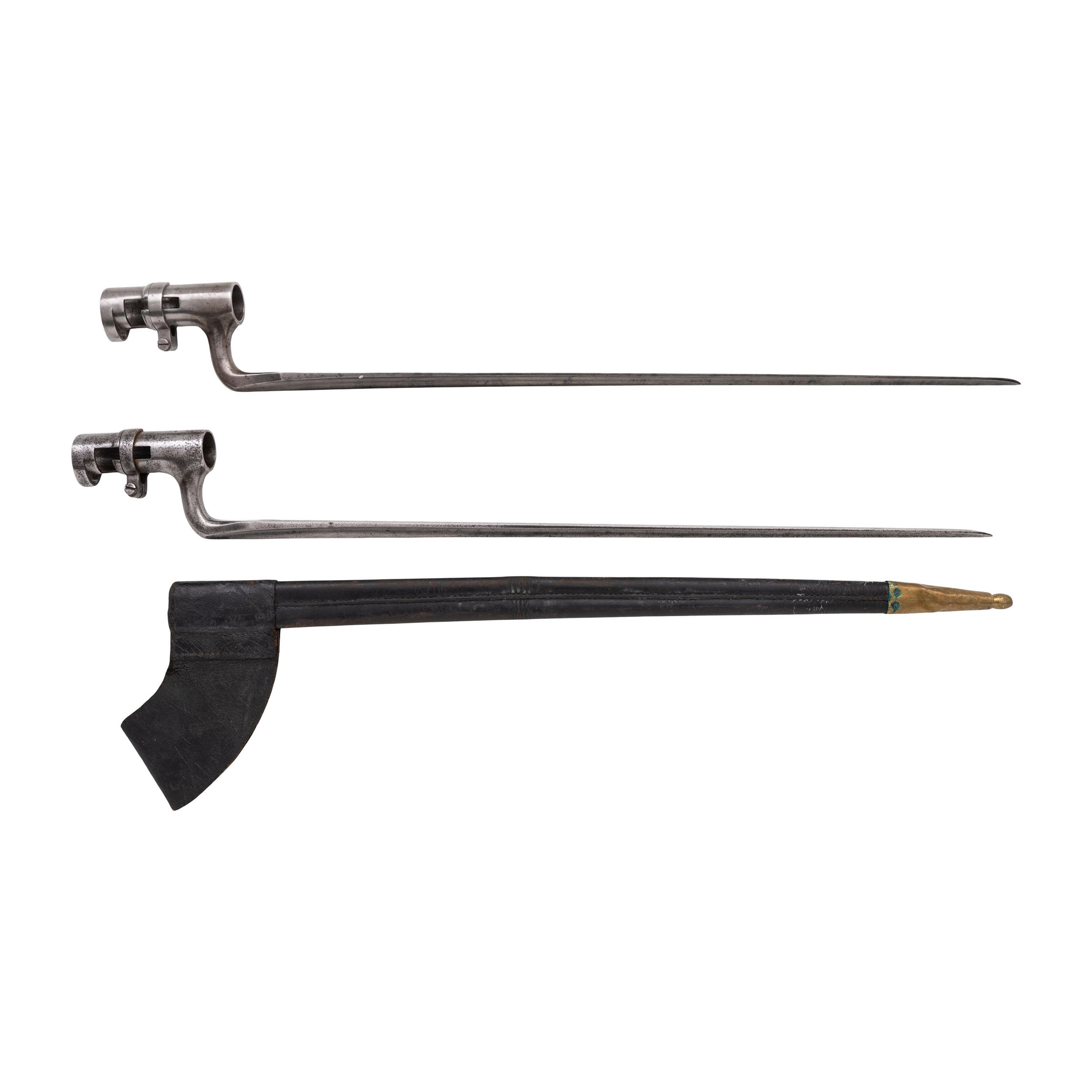 Two Sharps Socket Bayonets by Collins & Co, one with Scabbard