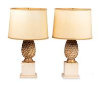 A Pair of Painted Pineapple-Form Table Lamps