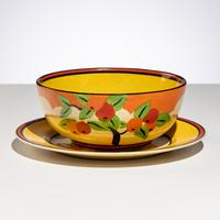 Clarice Cliff (English, 1899–1972) — Appliqué Caravan pattern, Bowl and Platter