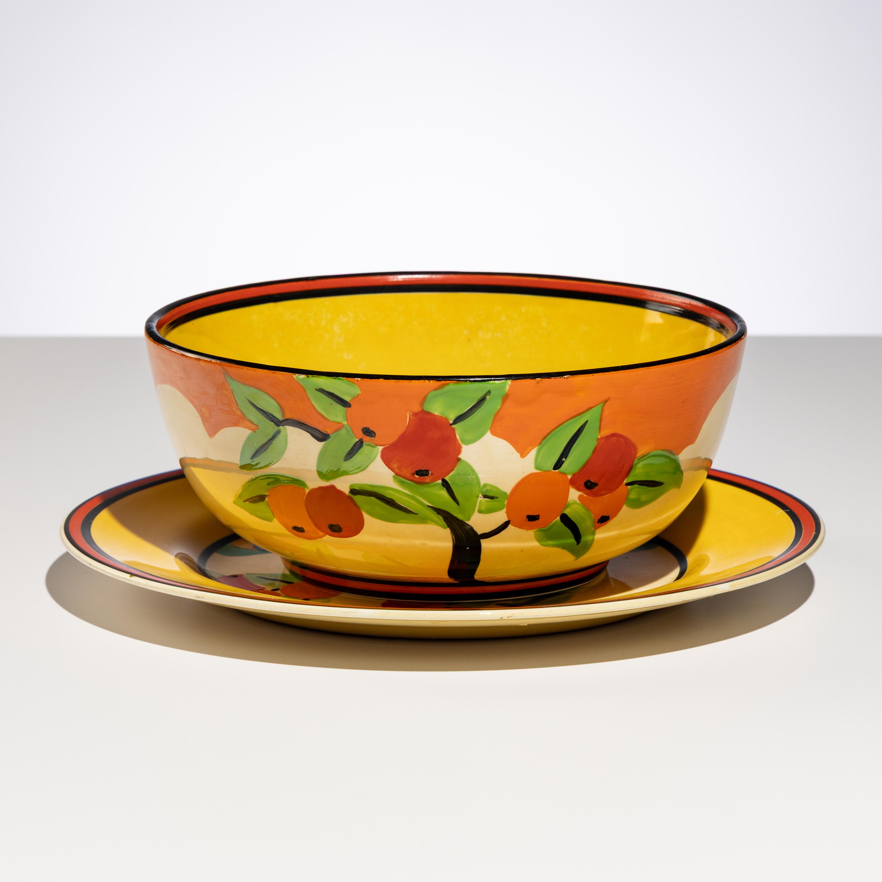Clarice Cliff (English, 1899–1972) — Appliqué Caravan pattern, Bowl and Platter