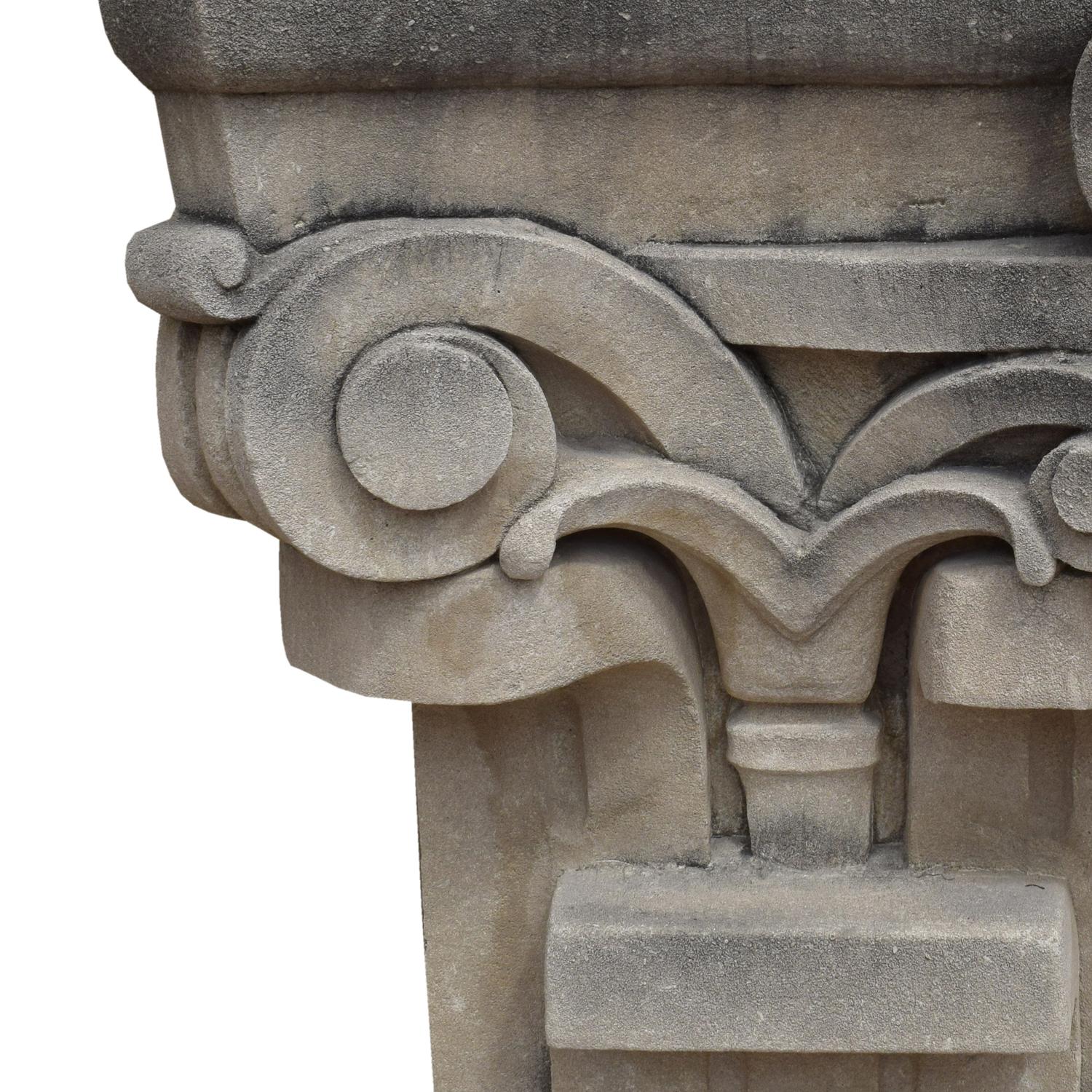 Six Monumental Limestone Columns from the Chicago Mercantile Exchange Building, designed by Chicago architect Alfred Alschuler 45.5" W — United States, Circa 1927