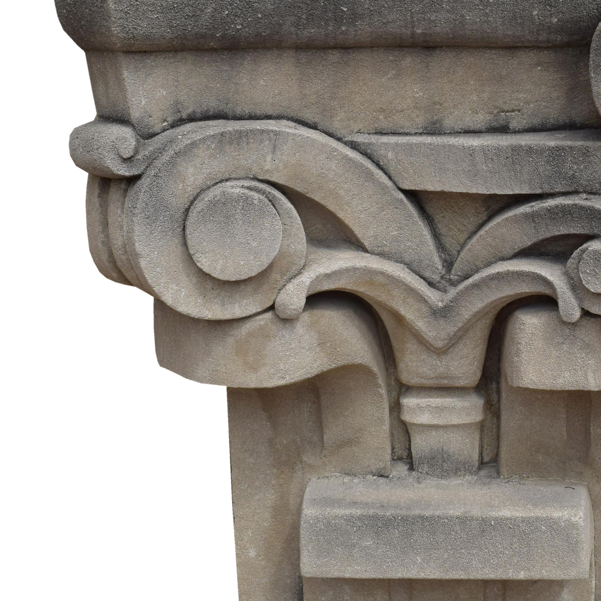 Six Monumental Limestone Columns from the Chicago Mercantile Exchange Building, designed by Chicago architect Alfred Alschuler 45.5" W — United States, Circa 1927