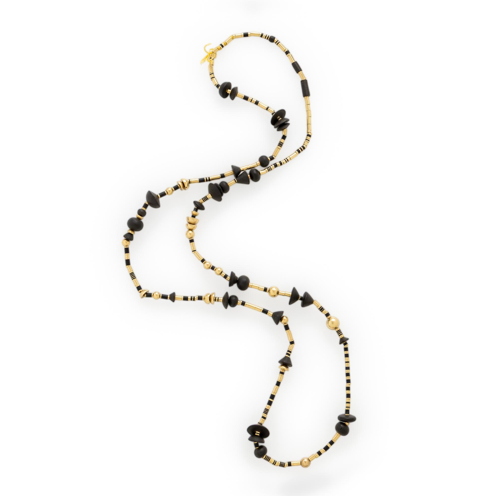 Wendy Ramshaw, Yellow Gold and Black Basalt Bead Necklace