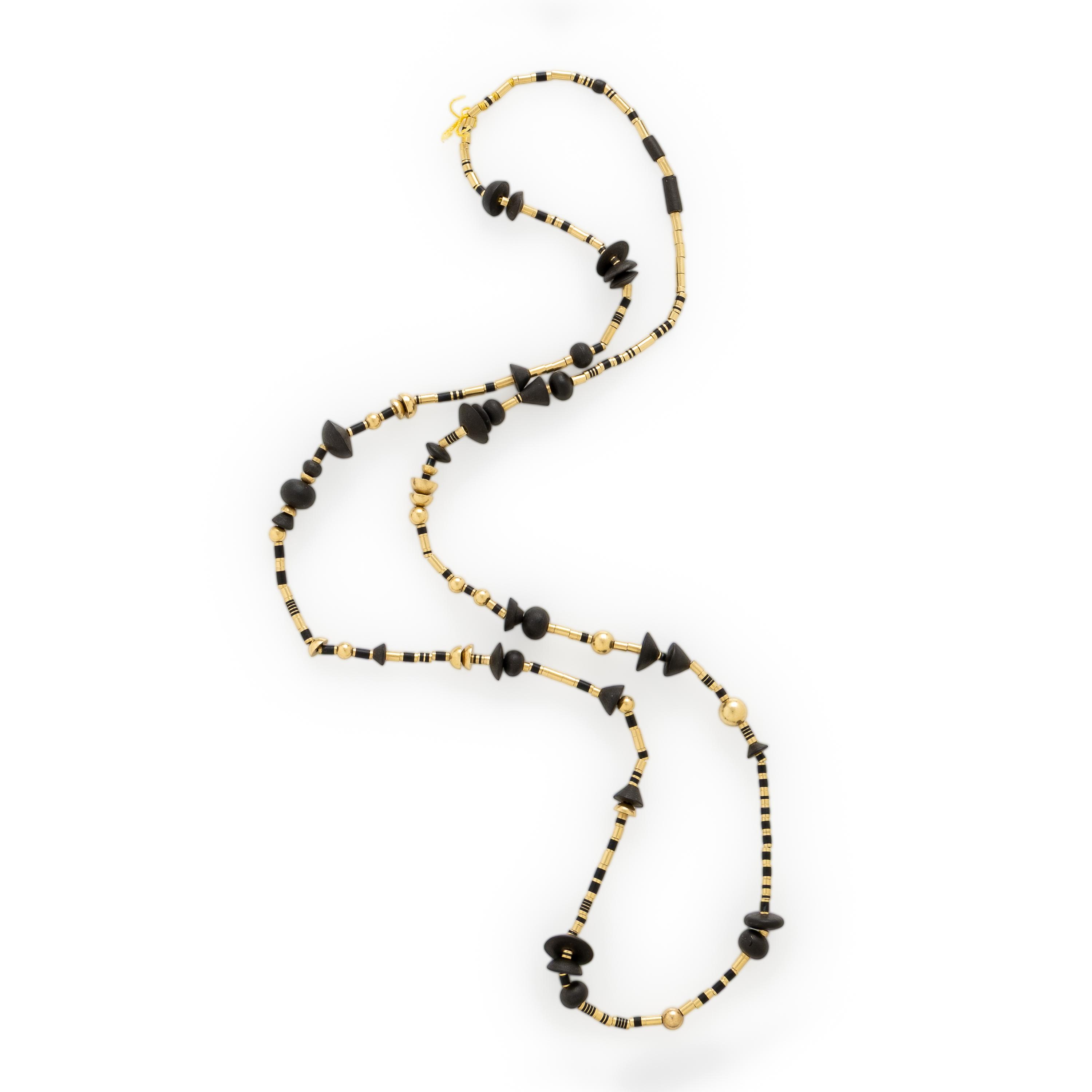Wendy Ramshaw, Yellow Gold and Black Basalt Bead Necklace