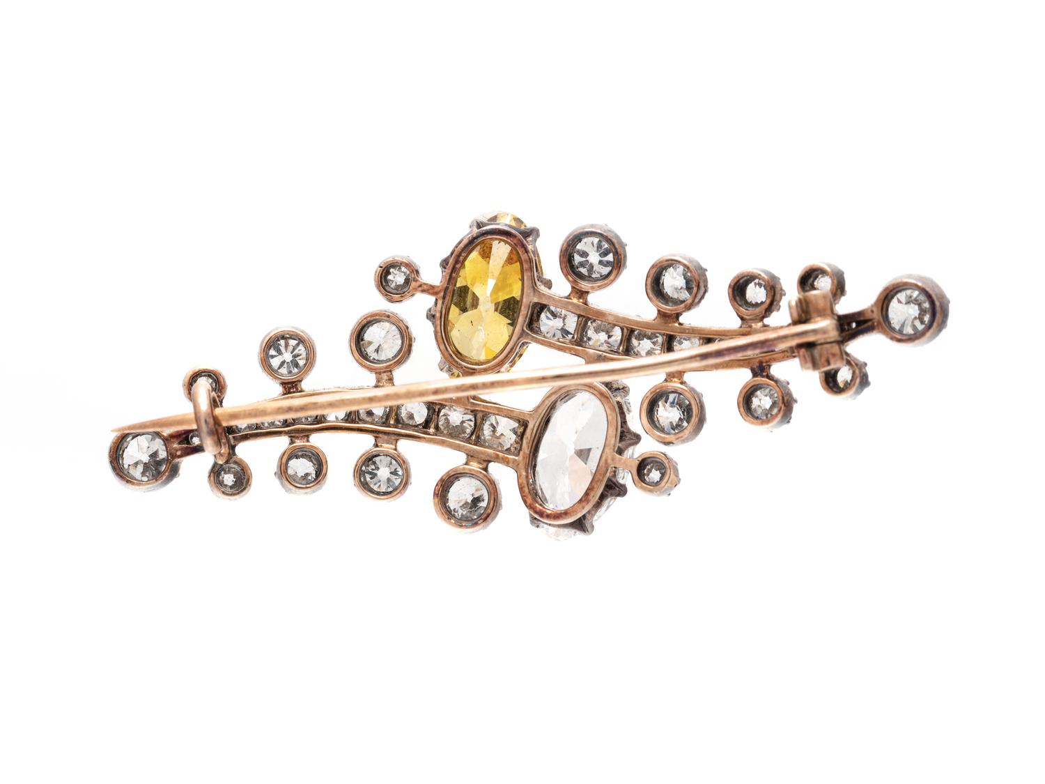 ANTIQUE, DIAMOND AND COLORED DIAMOND BROOCH