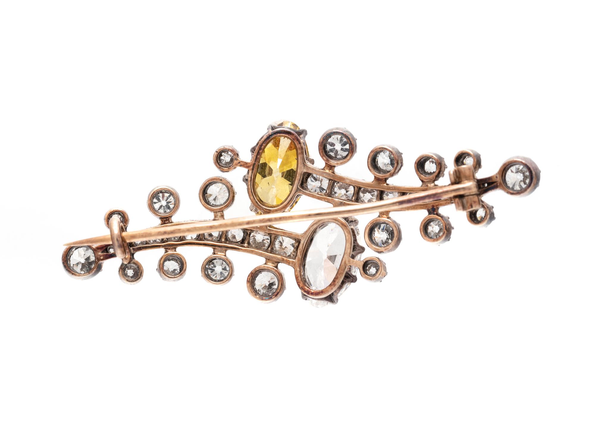 ANTIQUE, DIAMOND AND COLORED DIAMOND BROOCH