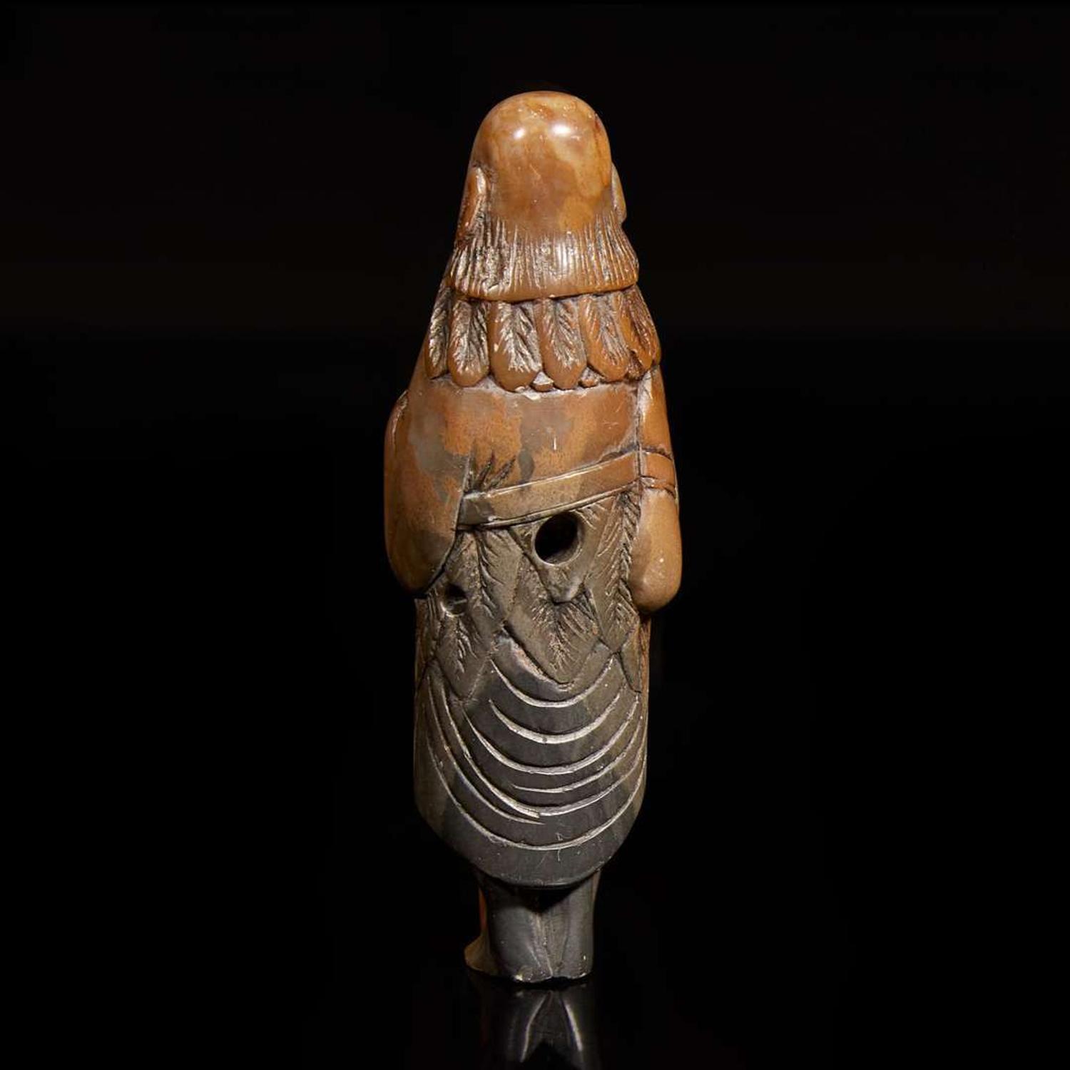 A Chinese carved brown and grey soapstone "Sennin" netsuke 中國壽山石“仙人”根付 18th/ early 19th century ????????