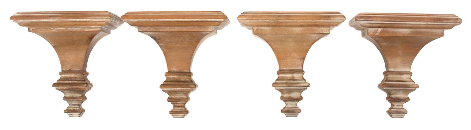 Four Italian Molded Wood Wall Brackets Height 10 x width 9 3/4 inches. — 20TH CENTURY
