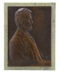 An American Bronze Relief Plaque, Victor D. Brenner (1871-1924), Height 10 3/4 x width 8 3/8 inches.