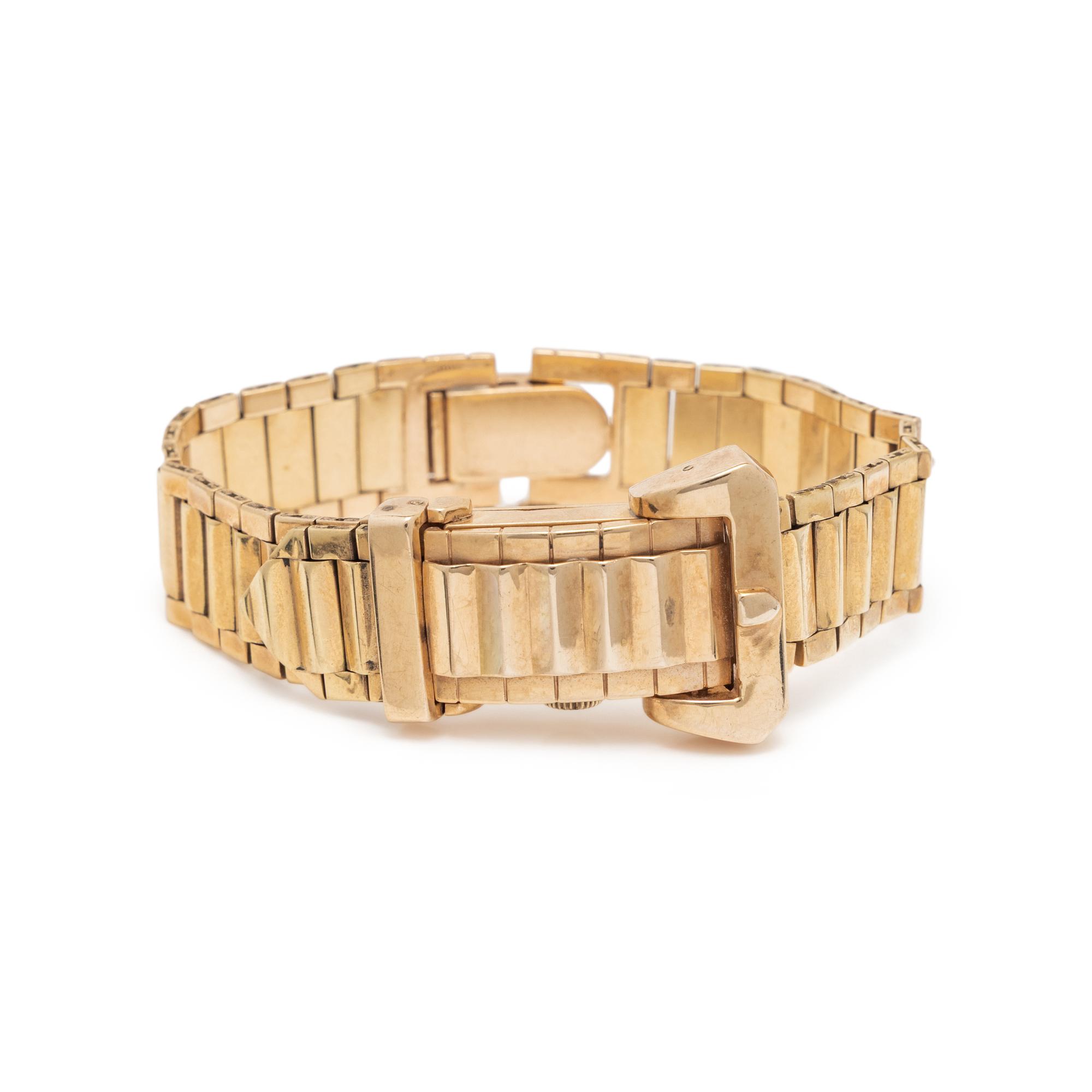 RETRO, PERRAUX, YELLOW GOLD SURPRISE BUCKLE WATCH