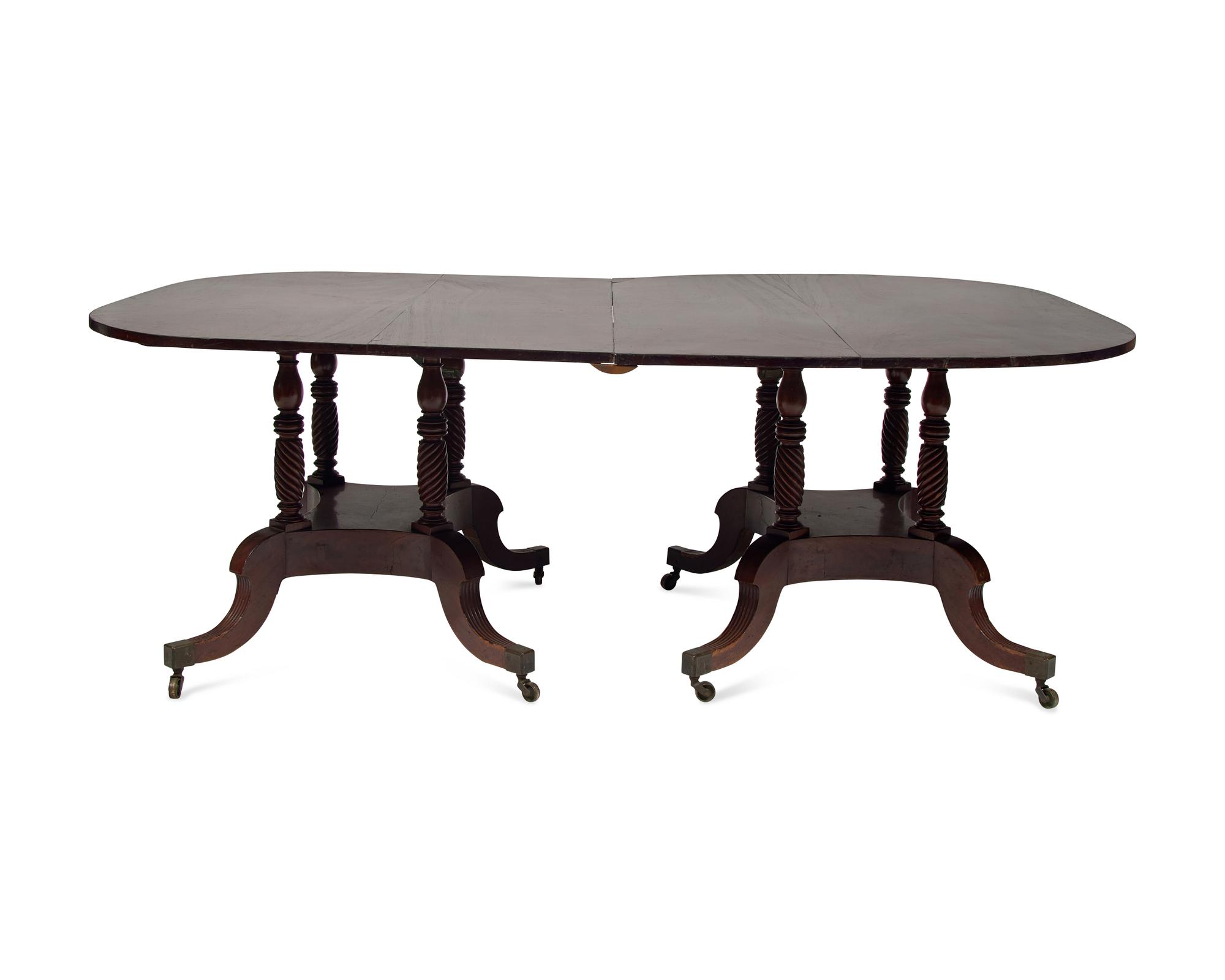 A Late Federal Two-Part Carved Mahogany Dining Table