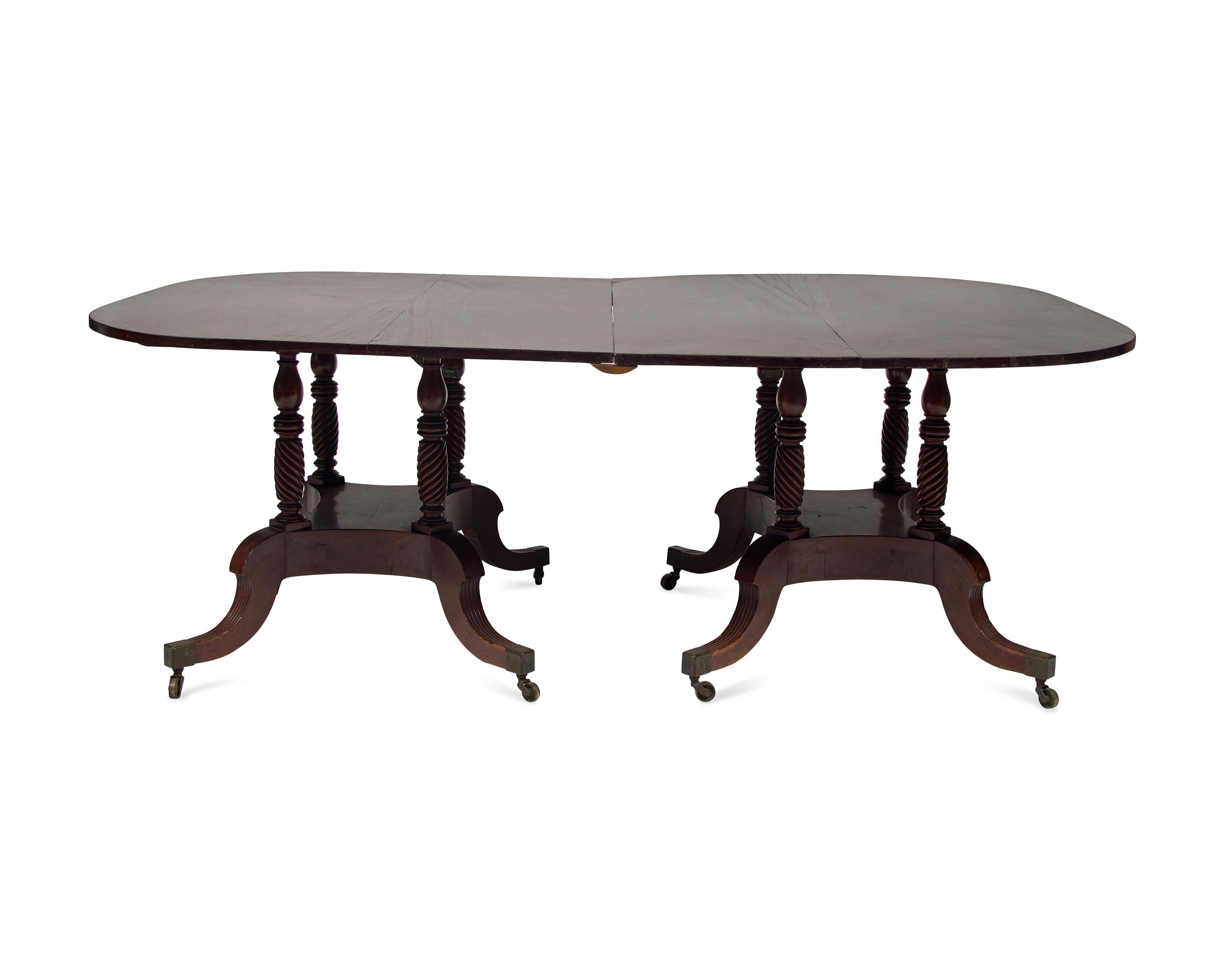 A Late Federal Two-Part Carved Mahogany Dining Table