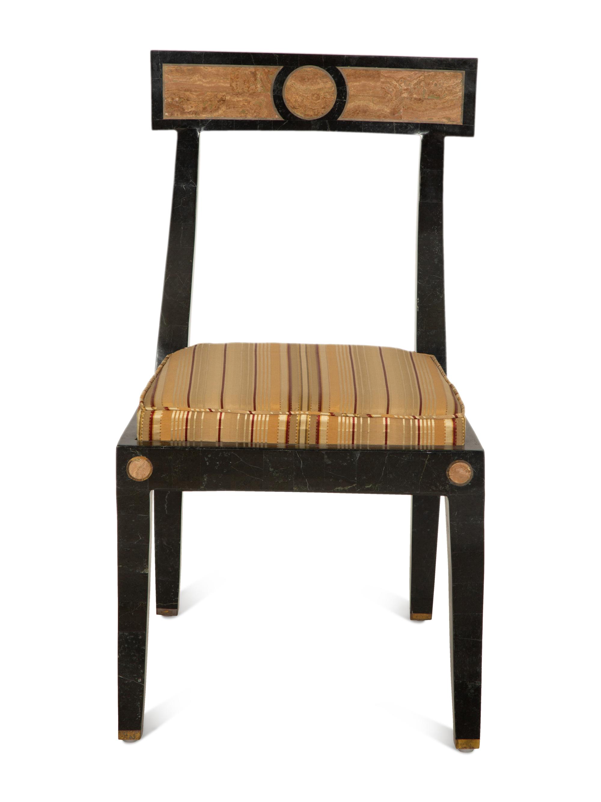 An Italian Marble Veneered Circular Dining Table and Six Dining Chairs